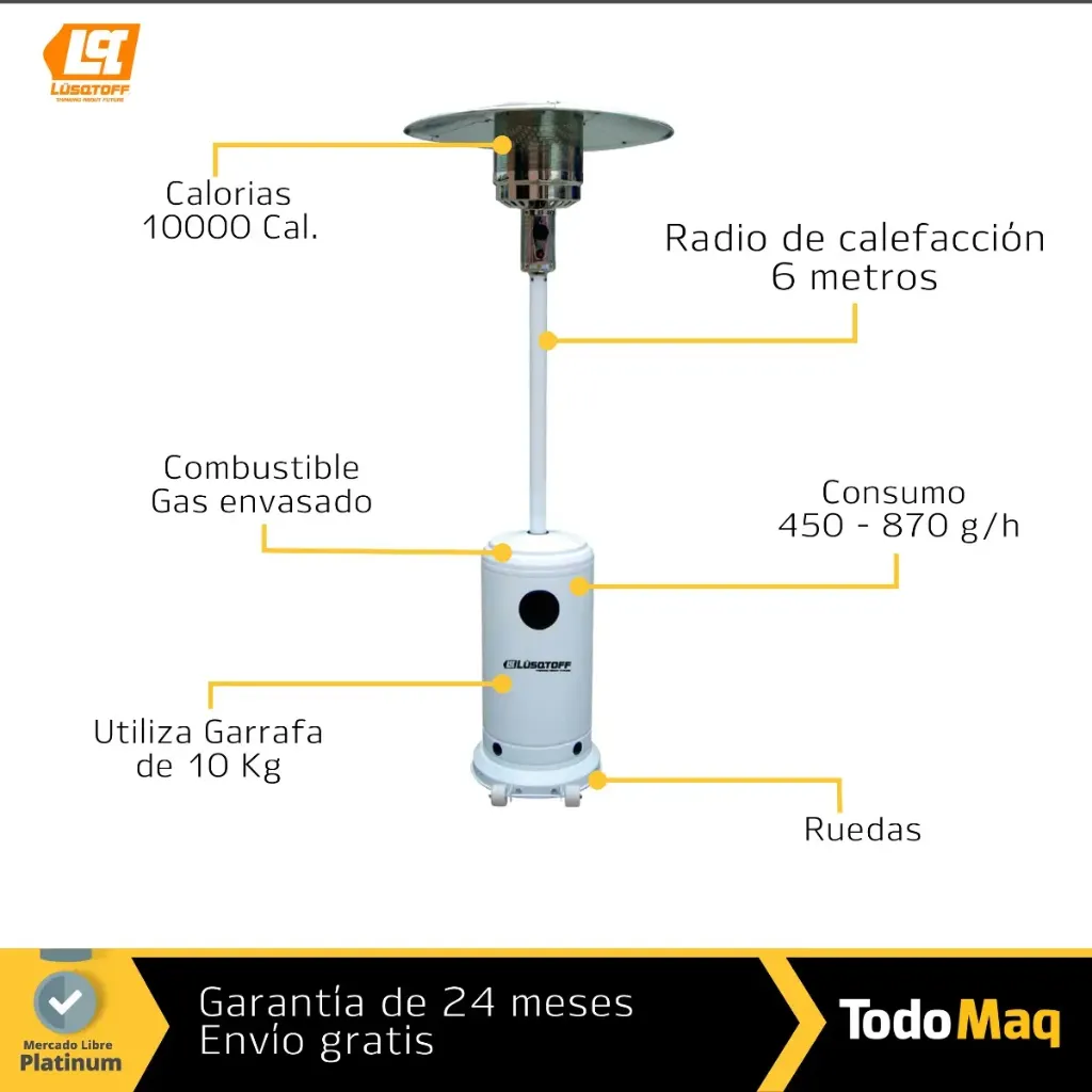 Calefactor Exterior Hongo Cabezal Acero Inox BLANCO.webp
