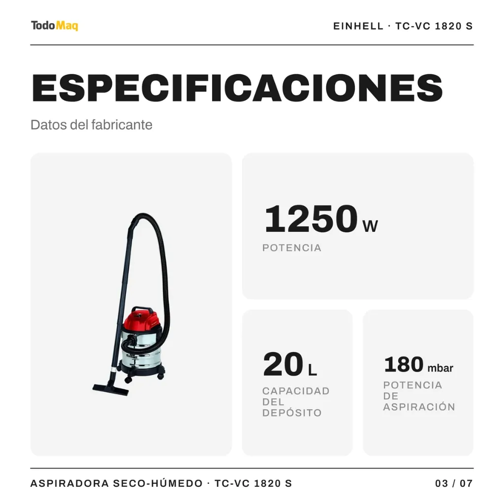 EI2342167 Aspiradora Eléctrica Seco-húmedo 20 L Tc-vc 1820 S Cordoba TodoMaq 3.webp