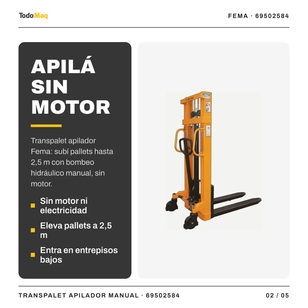 FE69502584 Elevador Apilador Transpalet Manual Fema 1500 Kg 2 5mts Cordoba TodoMaq 2.webp