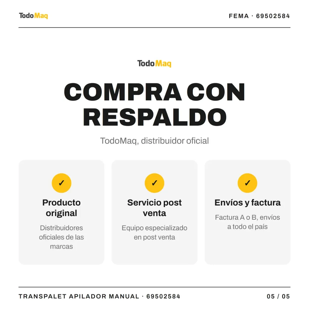 FE69502584 Elevador Apilador Transpalet Manual Fema 1500 Kg 2 5mts Cordoba TodoMaq 5.webp