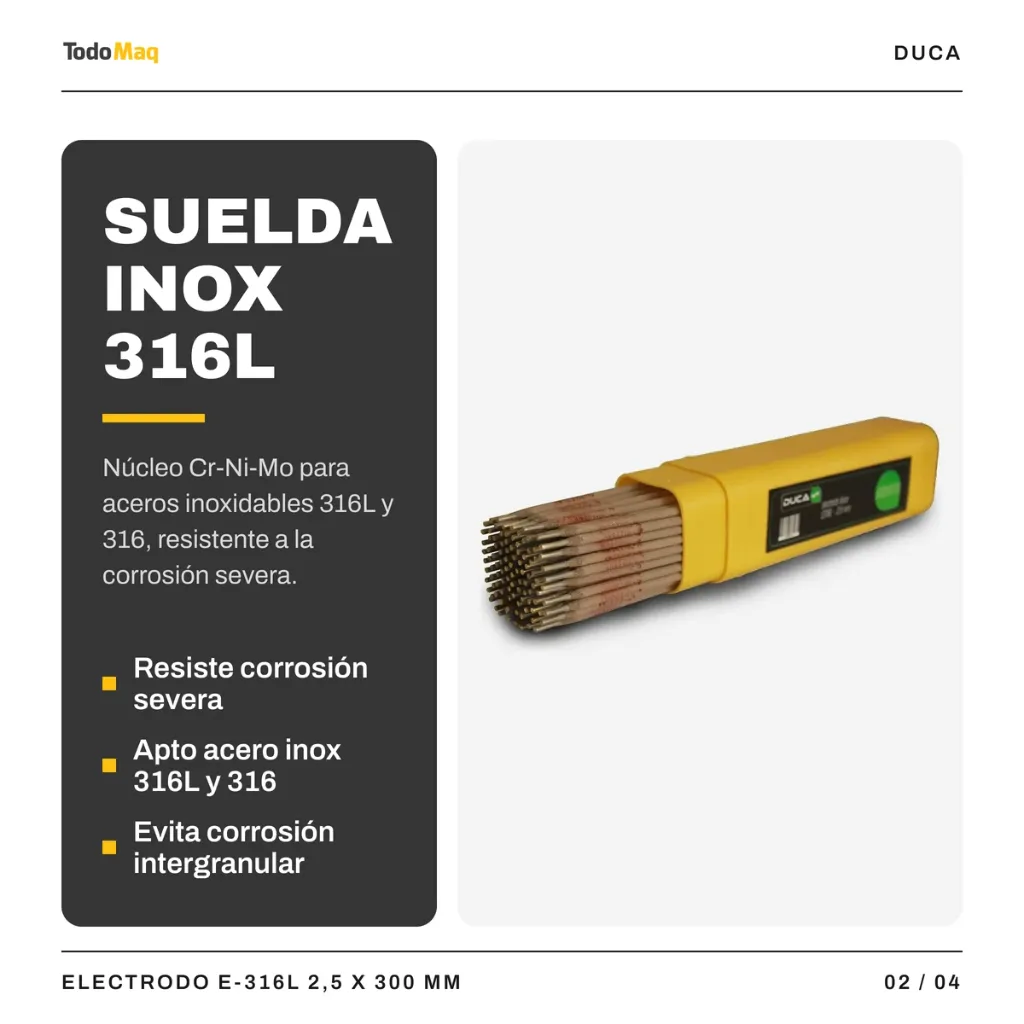 FE69335776 Electrodo Soldar 2.5mm Acero Inoxidable Duca E316l Cordoba TodoMaq 2.webp