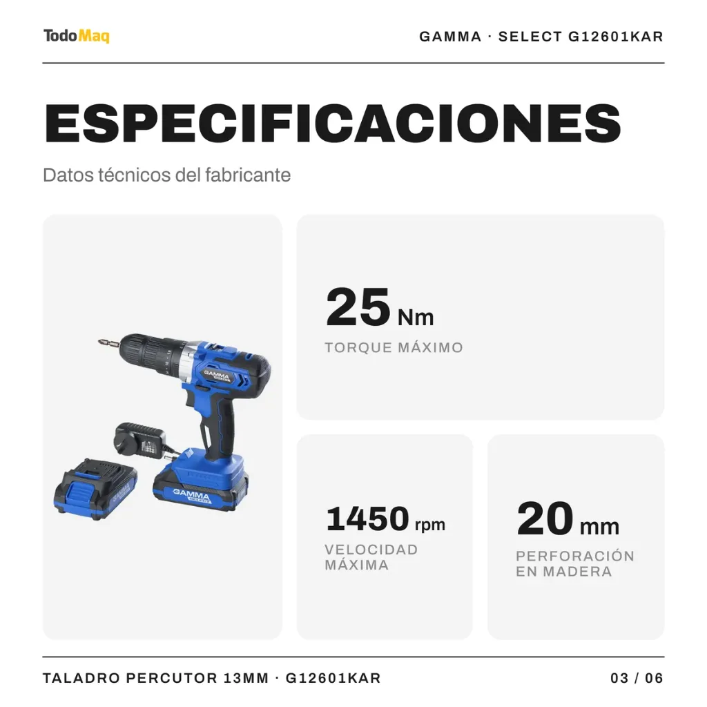 GSG12601KAR Taladro Atornillador Percutor 13mm Gamma 2 Baterías Cordoba TodoMaq 3.webp