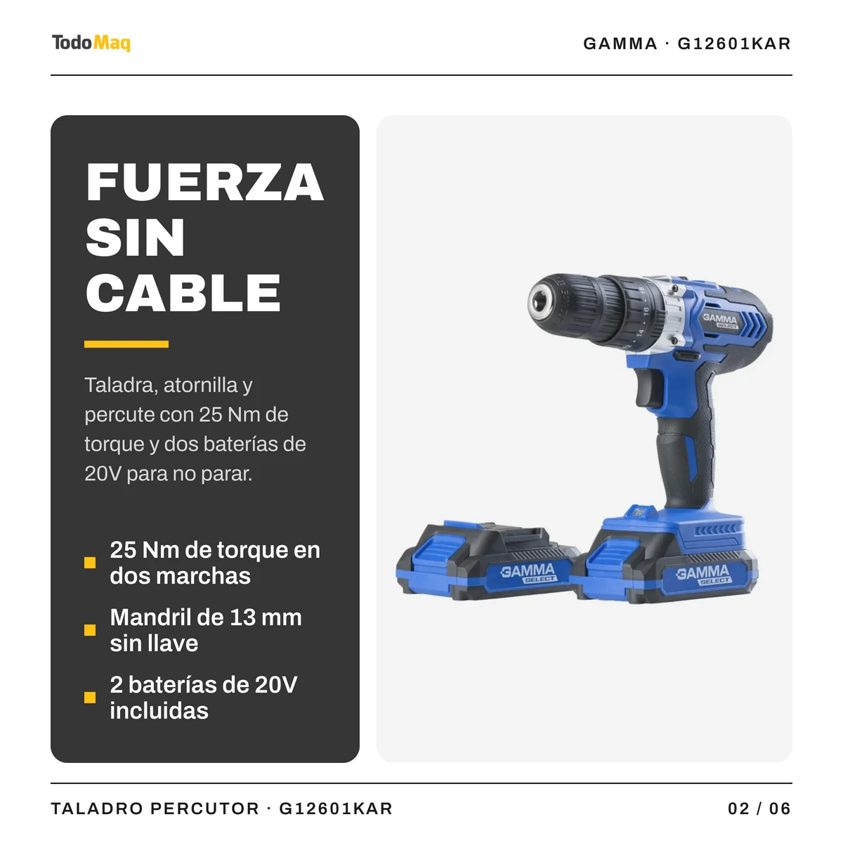 GSG12601KAR_Taladro_Percutor_Gamma_20V_Cordoba_TodoMaq_2.webp