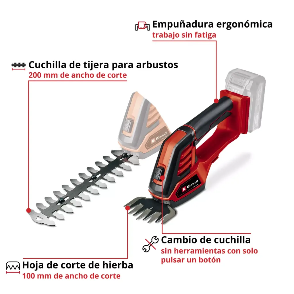 Tijeras inalámbricas para césped y arbustos GE-CG 18100 Li-Solo 3.webp