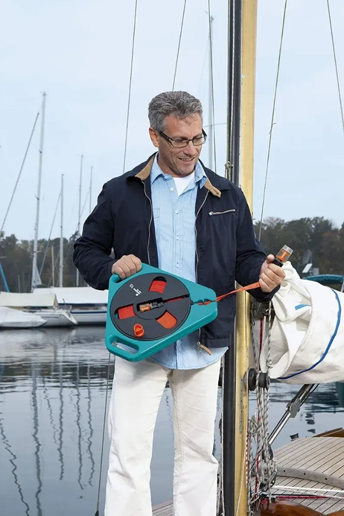 Carrete Portamanguera Plana Textil 15metros Gardena Alemania 1.webp