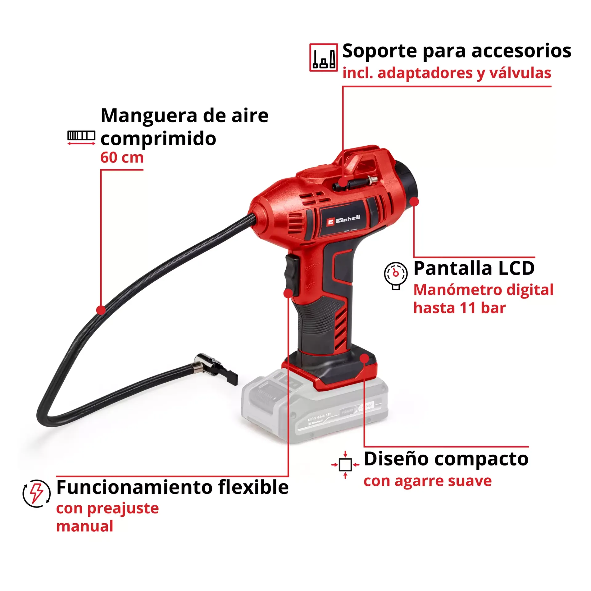 Compresor manual inalámbrico 18v CE-CC 18 Li Solo
