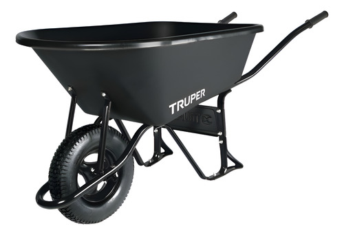 Carretilla Plástica 120 Lts Rueda Neumática Negro