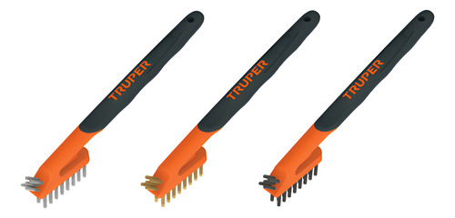 Juego De 3 Mini Cepillos De Nailon, Laton Y Acero Inox.