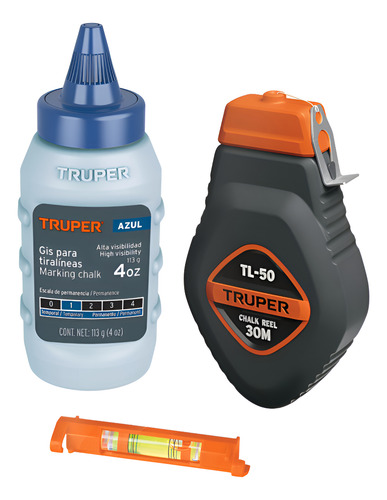 [LU18574] Tira Linea Entizada 30 Mts C/Nivel Color Azul