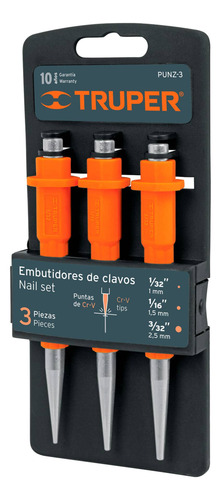 Juego De 3 Embutidores De Clavos (1, 1,5 Y 2,5 Mm)