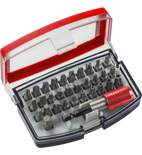 Puntas 32 Piezas, con Clip para el Cinturón, 30 Puntas, Inserción Hexagonal 1/4", 25 Mm, 1 Soporte de Cambio Rápido