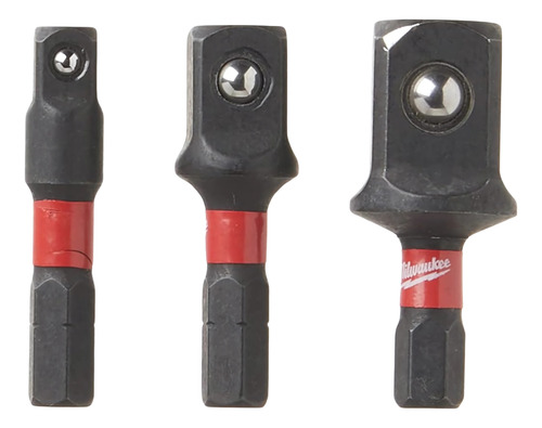 "De Impacto - 1/4"" Hexagonal A Cuadrante (1/4"", 3/8"", 1/2"") - 3 Piezas (Accesorios)"