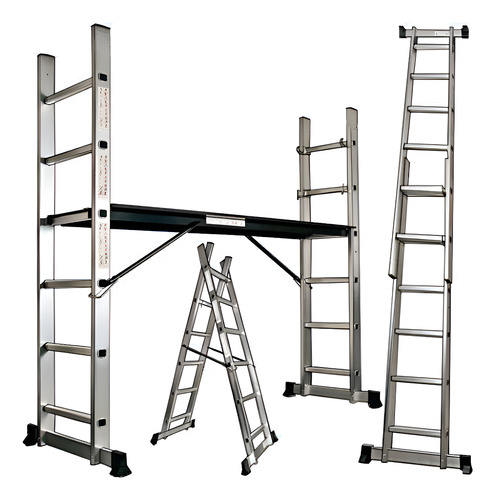 [FE69501132] ANDAMIO Y ESCALERA ALUM.3 FUNCIONES 2X6-147 CM    PISO A 0,38/0,77/1,18 MT. CAP MAXIMA 227 KG.