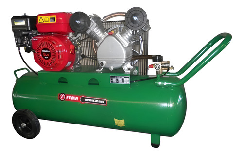 COMPRESOR FEMA 55100 - 100 LITROS-5.5HP-4 TIEMPOS -    DOS MANOMETROS - DOS SALIDAS AIRE VALVULA ESFERICA CON REGULADOR - UNA SALIDA AIRE VALVULA ESFERICA- CORTE AUTOMATICO POR DESASELERACION DE MOTOR - RUEDA Y MANIJA - 360 L/M
TAMAÑO CAJA 1,11 X 0,405 X 0,81 M