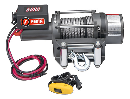 [FE69350366] APAREJO ELEC. 2271KG.12V-CABLE 6MM X 24MT-2,3 HP    MONTAJE 4 BULONES DE 10 MM. PLACA DE 167 X 115 MM-
CILINDRO DE CABLE 63 X 140 MM.