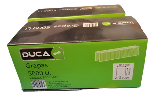 [FE80038414] GRAPA U 12,3  X 14 MM.(5000PZ)-8414    20 cajas x caja.
TAMAÑO CAJA 0,32*0,3*0,145 M