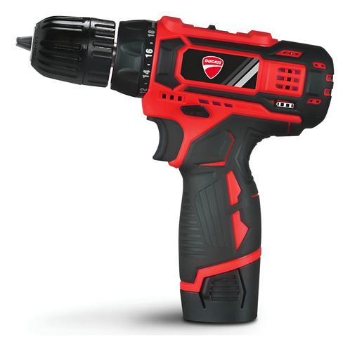 TALADRO DUCATI - A BATERIA  12V.- 1,5Ah-MANDRIL 10MM SIN CARBONES    VELOCIDAD VARIABLE 0--350/1300 RPM-TORQUE 20 N.M.-RANGO TORQUE 1-21--