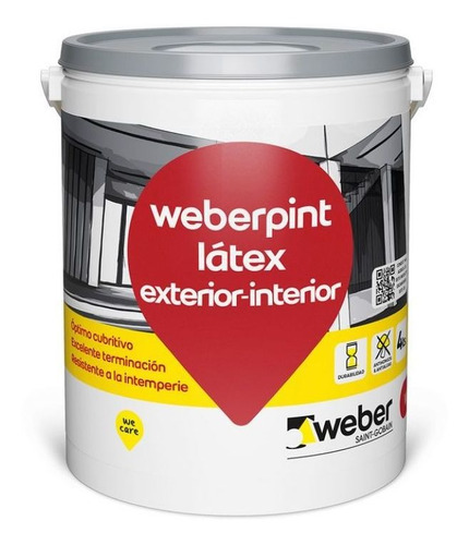 PINTURA LATEX EXTERIOR INTERIOR WEBERPINT -10 kg-BLANCO