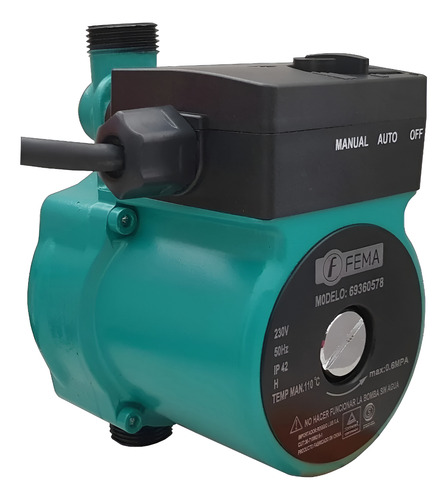 [FE69360578] ELECTROBOMBA PRESURI.-33L/M-1/2"-9 MT.-1-DUCHA-220v    MOTOR COBRE-TURBINA PLASTICA-CON CABLE 1,5 MT Y FICHA-TERMINALES BRONCE-JUNTA CAUCHO.