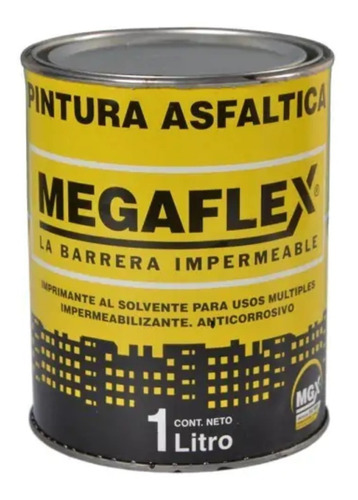 PINTURA ASFAL.MEGAFLEX SECADO RAPI.BASE SOLVENTE 1Lt