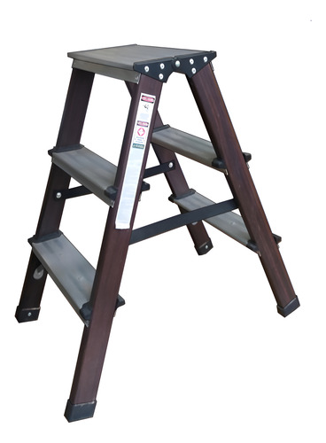 ESCALERA DOBLE LADO ALUM./S/MADERA 3PELDANOS-66CM    Código: