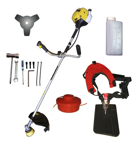 DESMALEZADORA CASTEL GARDEN PRO 55-- 52CC.-2 TIEMPOS    ARNES PROFESIONAL-CABEZAL NYLON Y CUCHILLA-CAJA ENGRANAJE JAPON-MANUBRIO ERGONOMETRICO REGULABLE-
2,2KW-