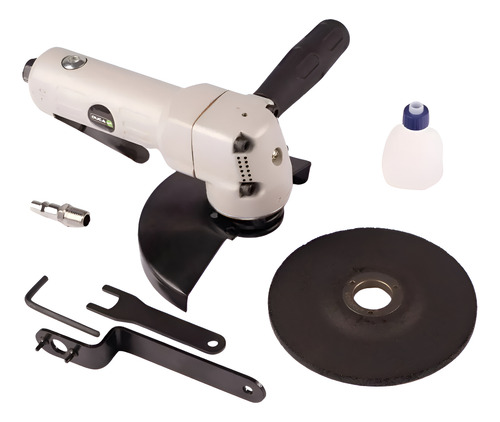 AMOLADORA ANGULAR 5" NEUMATICA  11000RPM    Capacidad 100mm-Entrada de aire: 1/4mm-Consumo de aire: 170L/min-Compresor recomendado: 2Hp.
TAMAÑO CAJA 0,465*0,37*0,3 M