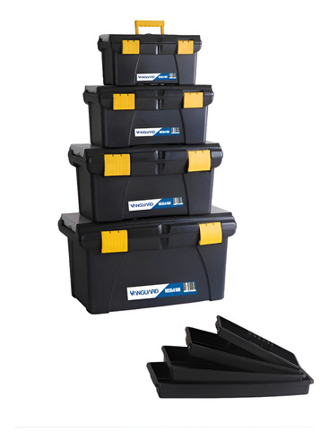 CAJA HERR. PLASTICO 550-480-400-300MM-VANGUARD-    KIT DE 4 CAJAS