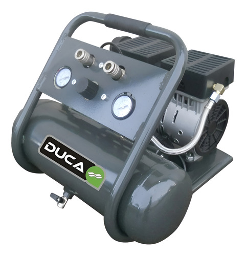 COMPRESOR DUCA SILEN 3/4HPX6LT.220V.-CARTER SECO SILEN    2 MANOMETROS -2 SALIDAS CON ACOPLE RAPIDO
105L/M- 8BAR/116PSI-61 DECIBELES-
TAMAÑO CAJA 45X43X40CM