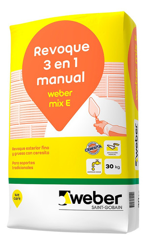 REVOQUE EXTERIOR 3 EN 1 CON CERESITA 5kg GRIS MIX E-WEBER