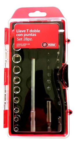 DESTOR. SET 28 PZ. PUNTAS 25MM    Phillips -1-2-3-Pozidriv-12-3--Recta 3-4-5-6-
Tubo Exagonal 2-3-4-5-6-7-8-9-10-11-12-Torx T10-T15-T20-T25-T30-T40-Porta puntas 50mm magnetico-adaptador-Llave T doble-