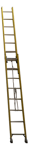 ESCALERA FIBERGLASS EXTENSIBLE-2X8 -253/406 CM    DOBLE TRAVA-CON POLEA Y CUERDA- TAMAÑO 256X44X17CM