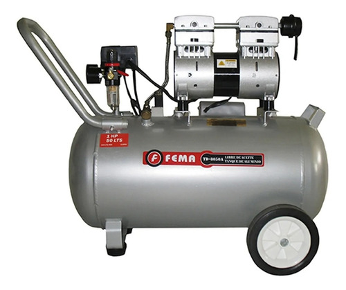 COMPRESOR FEMA 8050- 50 LITROS-CARTER SECO-TANQUE ALUMINIO    800 W - 220 VOLTS - SILENCIOSO - 110 LIBRAS - 8 BAR - 115 PSI - 1400 RPM - 150 L/M - 32 KG
 TAMAO CAJA 0,75 X 0,34 X 0,66 M