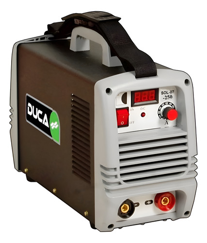 SOLDADURA INVERTER IGBT DUCA 250 - TRIFASICA    REGULACION - 9,4 KVA - VOLTAJE DE CARGA 56 -
ELECTRODOS 2 HASTA 5 MM - PROTECCION IP21S