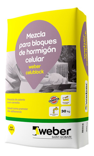 WEBER CELUBLOCK P/BLOQUES HORMIGON CELULAR 30 kg gris