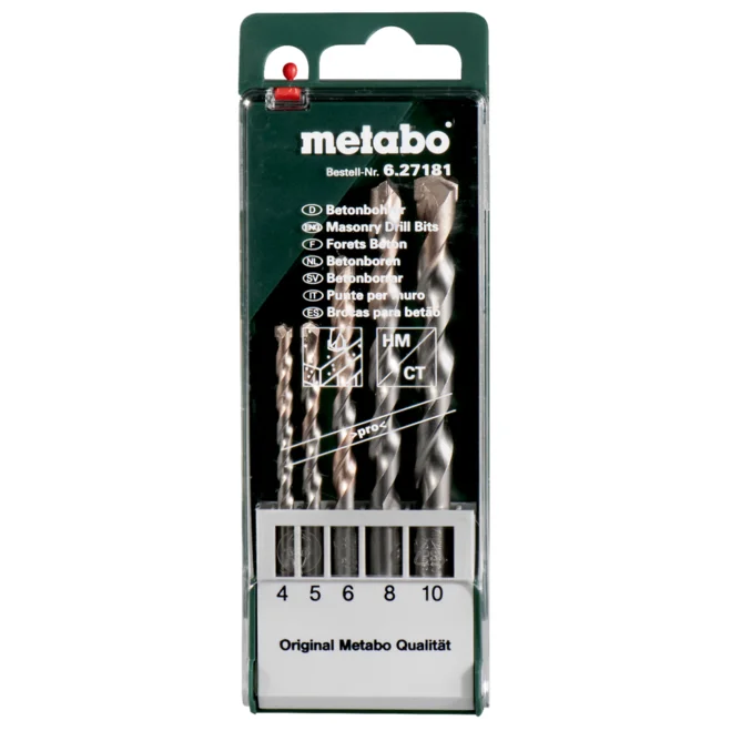 [RR6271810] Kit Mechas Estuche Metabo Hormigon Juego Puntas 5 Piezas